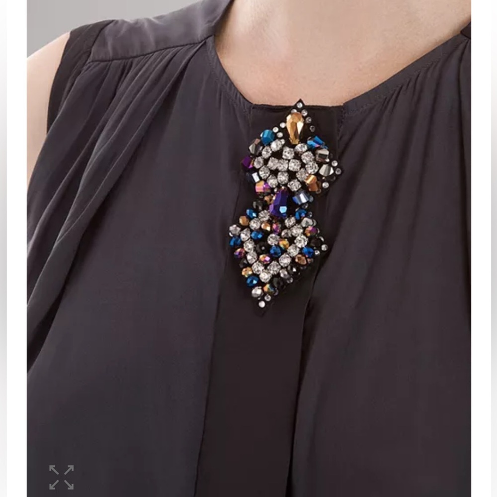 Sandro Paris Black Sleeveless Blouse with Embellishment